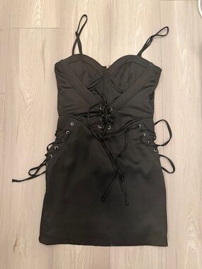 Black Lace-Up Bodycon Dress - Women